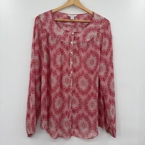 Sundance 100% Silk Womens Long‎ sleeve button up medium boho